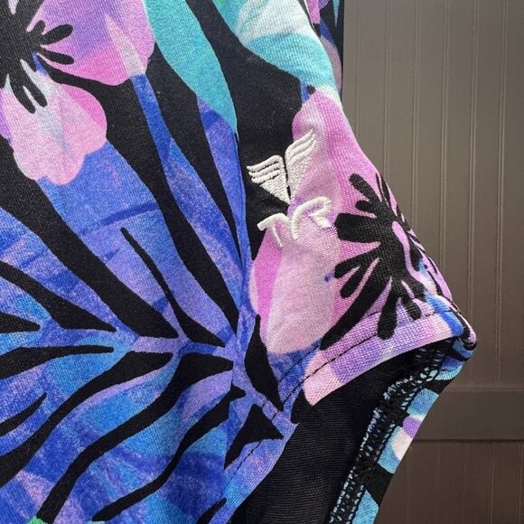 TYR One Piece Swimsuit Tropical Flowers Leaf Pattern Pink Purple Green - Picture 10 of 11